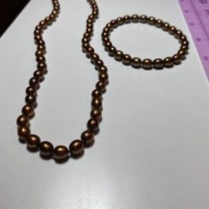 Brown Honora Pearl Necklace and Bracelet Set